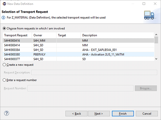 Choix transport SAP