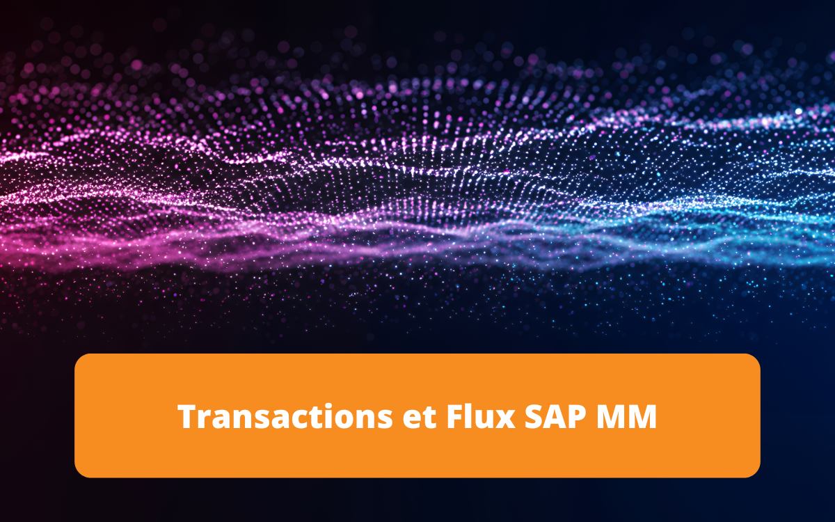 Vue d'ensemble des transactions et des flux dans SAP MM, couvrant les processus d'approvisionnement et de gestion des matériaux.