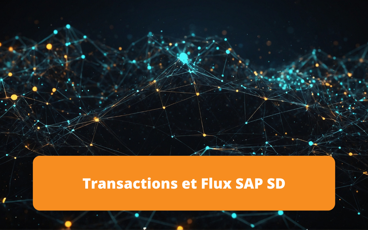 Vue d'ensemble des transactions et des flux dans SAP SD, couvrant le processus de commande à encaissement dans les ventes et la distribution.
