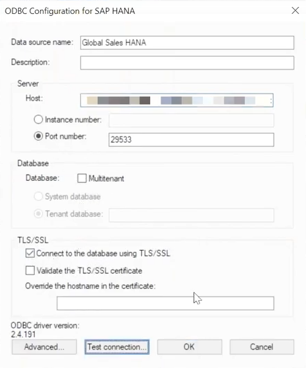 Configuration SAP HANA