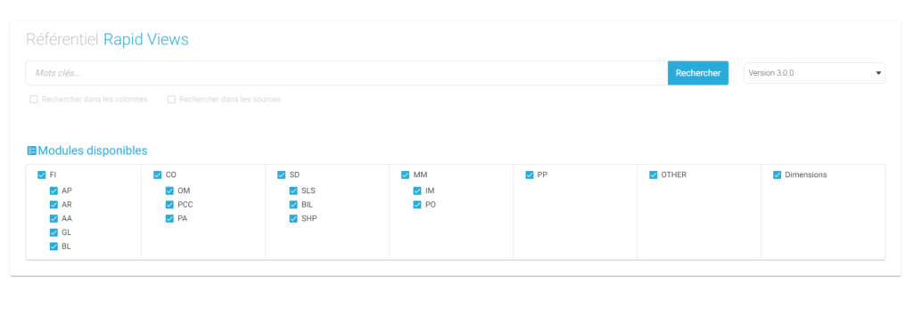 Fonctionnalité Data Search BI Smart Repository