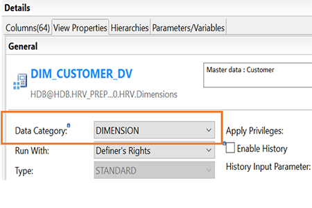 Vue dimensionnelle SAP HANA Datamarts