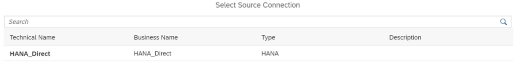 Choix source de données SAP Datasphere