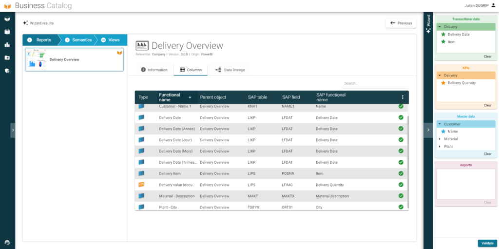 Déplacement objets Analytics Wizard