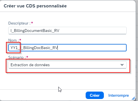 CDS publiée et non extractible personnalisée