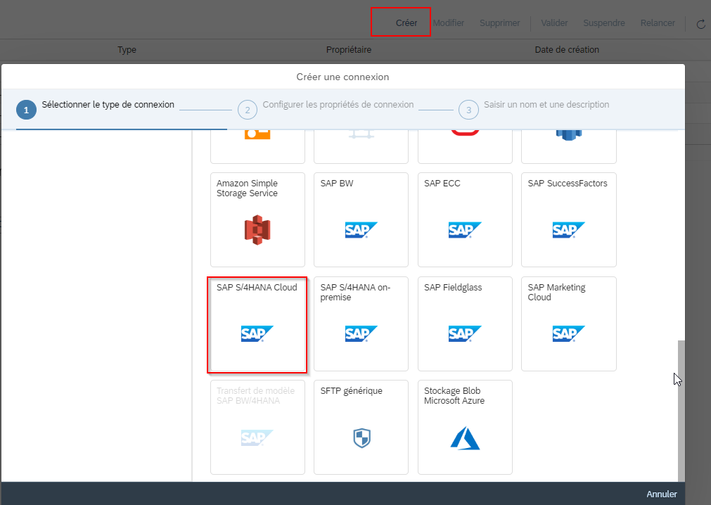 Créer connexion SAP S4HANA Cloud