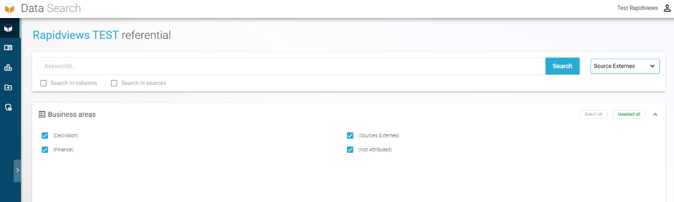 Modification filtres Data Search