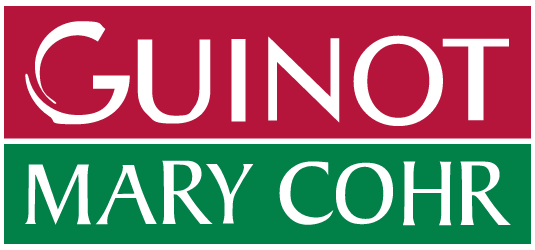 The Guinot Mary Cohr logo highlights expertise in beauty and wellness, with an elegant design that reflects luxury and efficacy in cosmetic products.