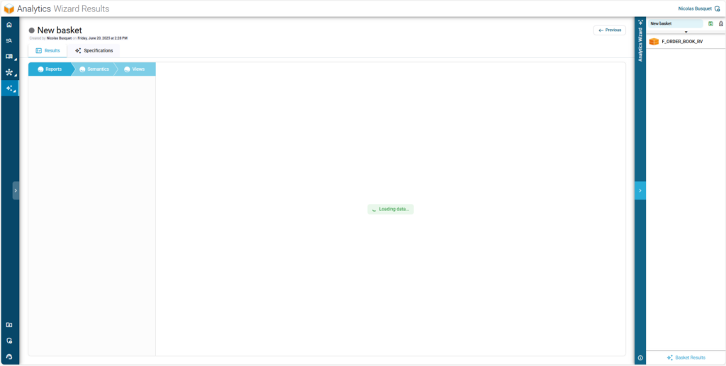Le Wizard charge et analyse la structure, les champs calculés, les filtres et les dépendances de la vue.