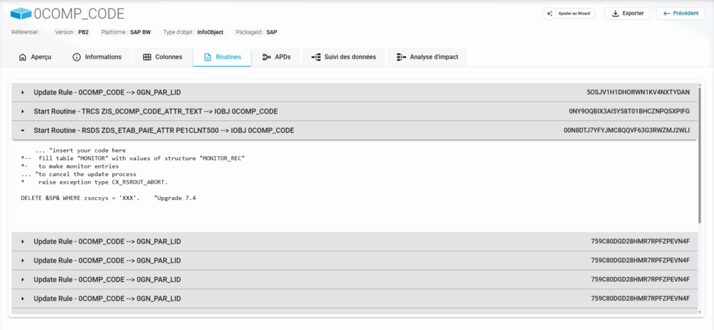 Analyse des routines ABAP intégrées : accédez directement au code des Start Routines pour vos InfoObjects SAP BW.
