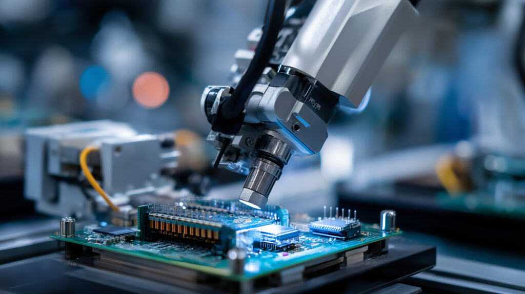 Bras robotique de précision effectuant des soudures et de l'assemblage électronique de pointe pour Novasco.