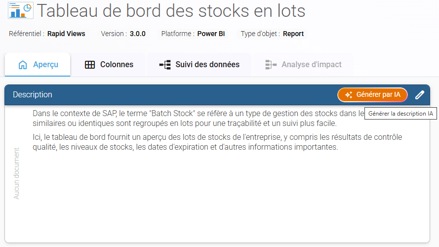Data Search feature allowing automatic AI generation of data report summaries.